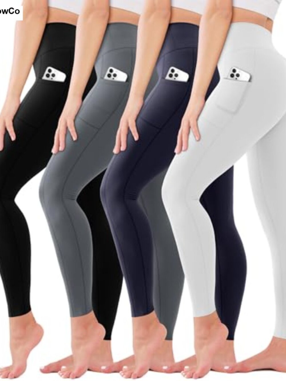 High Waisted Leggings 4 Pack Tummy Control No See Through Yoga Workout Pants